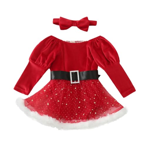 Sobzia Weihnachtsoutfit Baby-Unisex Baby Jungen Mädchen Pullover Weihnachten Junge My First Christmas Outfit Baby Weiß Schneemann Kostüm Pyjama Outfits Set Weihnachtskleid Winter Outfit von Sobzia