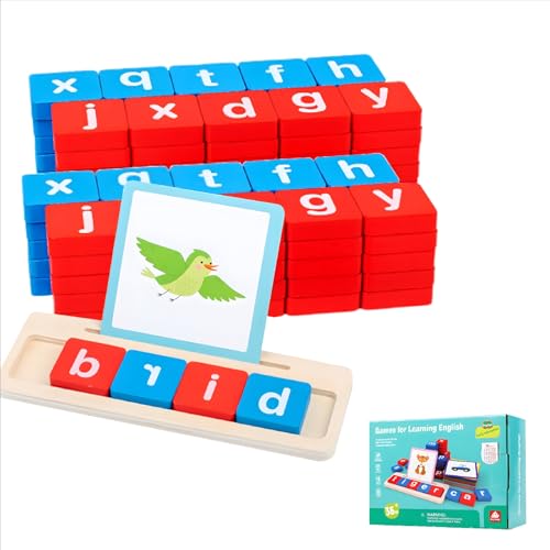 SoeUyd Scrabble, Scrabble Junior, Scrabble Reisespiel, Geeignet für 2/3/4/5/6/7/8 Jahre Alt, Buchstabieren Wörter Kinder Puzzle Starter Spielzeug, Pädagogische Starter Wort Spielzeug Geschenke von SoeUyd