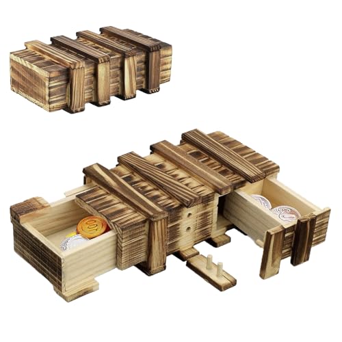 SoeUyd Magische Rätselbox, Rätselbox für Geldgeschenke, Puzzlebox, Magische Rätselbox mit 2 Sicheren Fächern, Magische Geschenkbox Puzzle Box für Geschenk Schmuck Geld, Hochzeit Geburtstag Geschenk von SoeUyd