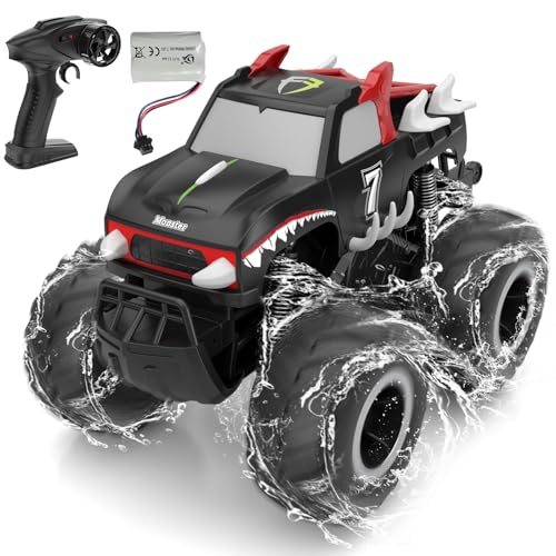 Monster Truck Amphibie 1:16 Ferngesteuhrtes Auto,Mini Elektro-Spielzeugautos Rock Crawler Wasserdicht Staubdicht RC Monster-Truck 4WD Felskletter RC Car (Red) von Sognotoy