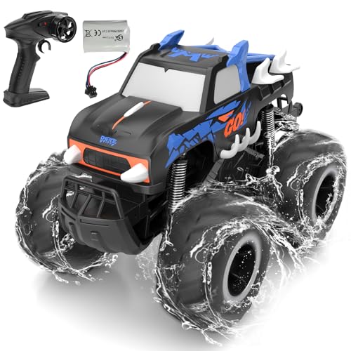 Monster Truck Amphibie 1:16 Ferngesteuhrtes Auto,Mini Elektro-Spielzeugautos Rock Crawler Wasserdicht Staubdicht RC Monster-Truck 4WD Felskletter RC Car von Sognotoy