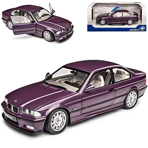 B*M*W 3er E36 M3 Coupe Techno Violett Metallic 1990-2000 mit Sockel 1/18 Solido Modell Auto mit individiuellem Wunschkennzeichen von Solido B-M-W