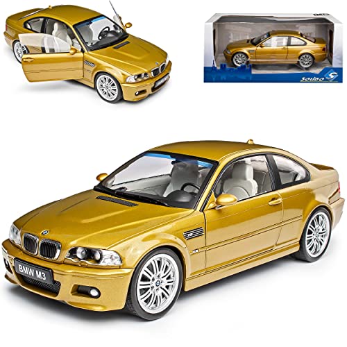 B*M*W 3er M3 E46 Coupe Phönix Gelb 1998-2007 1/18 Solido Modell Auto mit individiuellem Wunschkennzeichen von Solido B-M-W