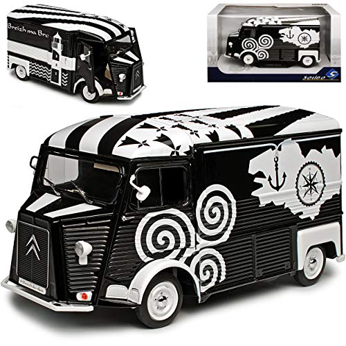 Citroen Type H HY Transporter Schwarz Weiss Breizh Kasten 1948-1981 1/18 Solido Modell Auto mit individiuellem Wunschkennzeichen von Solido Citroen