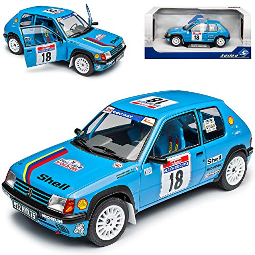 Peugeot 205 Blau Rallye Tour De Corse 1990 1983-1998 1/18 Solido Modell Auto mit individiuellem Wunschkennzeichen von Solido Peugeot