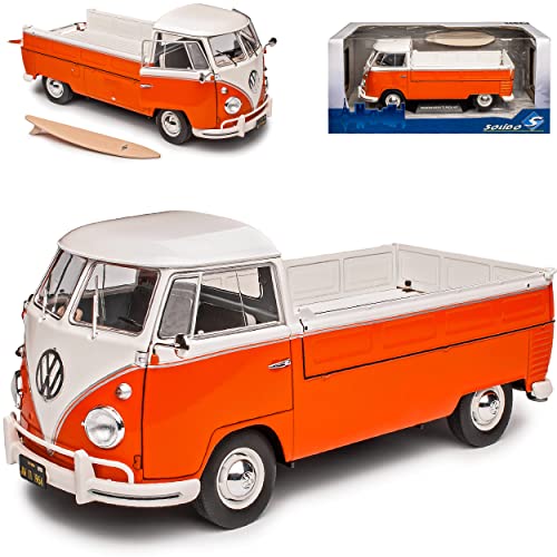 Volkwagen T1 Pritsche Orange Weiss Samba Bully Bus 1950-1967 1/18 Solido Modell Auto mit individiuellem Wunschkennzeichen von Solido VW