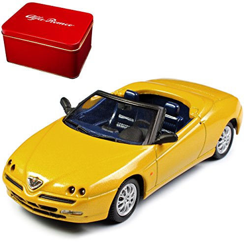 Solido Alfa Romeo Spider 916 5. Generation Cabrio Gelb Gold 1994-2005 1/43 Modell Auto mit individiuellem Wunschkennzeichen von Solido