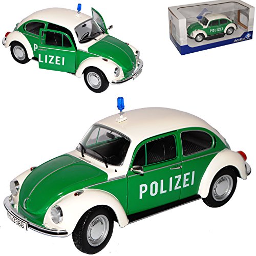 Solido Volkwagen Käfer 1303 Beetle Polizei Grün Weiss 1962 1/18 Modell Auto mit individiuellem Wunschkennzeichen von Solido