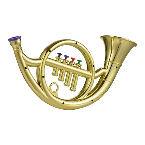 Solinder French Horn Waldhorn mit 4 farbig codierten Tasten, musikalische Blasinstrumente für Kinder, umweltfreundliches ABS, frühpädagogisches Nachahmungshorn für Kinder und Kleinkinder von Solinder