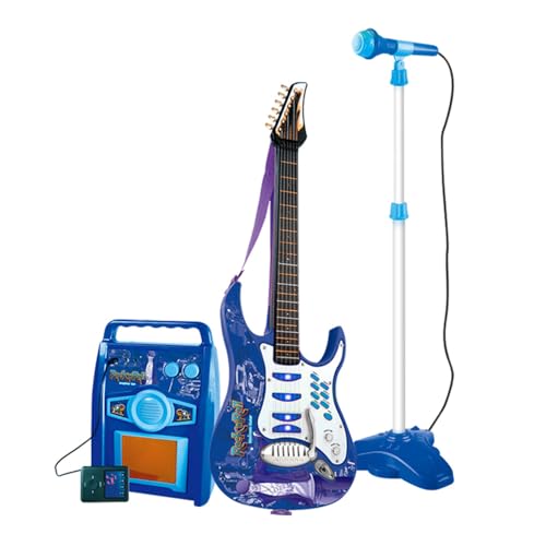 Solinder Karaoke Mikrofon Gitarre Musikset Karaoke Mikrofon Gitarre Musikset Multifunktionale Musikinstrumente Kits Einstellbare Lautstärke Geschlossene Knöpfe E-Gitarre mit Mikrofonverstärker von Solinder