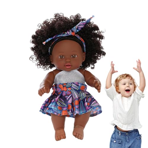 Sollee Afrikanische wiedergeborene Puppe, Schwarze Mädchenpuppe - Realistische afrikanische Kleinkindpuppen mit Stoffkörper,Süße multikulturelle Real-Life-Puppen mit beschwertem Körper und Kleidung von Sollee