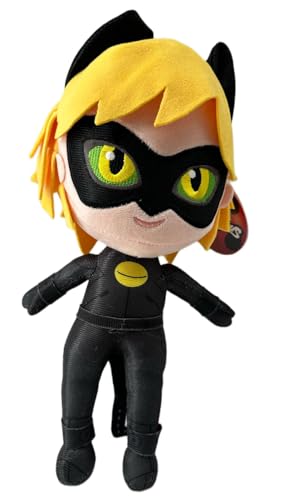 Miraculous Ladybug Cat Noir Plagg Tikki Kwami Lifesize Plagg Kuscheltier Plüsch Plüschtier (Miraculous Cat Noir 35 cm) von Soma