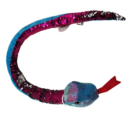 Plüschtier Plüschschlange XXL Plüsch-Schlange weich gefüllt, ideal zum Trösten Kuscheln Einschlafhilfe Toys Schlange Snake Kuscheltier (Blau Pink Glitzer 110 cm) von Soma