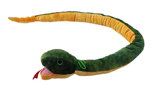 Plüschtier Plüschschlange XXL Plüsch-Schlange weich gefüllt, ideal zum Trösten Kuscheln Einschlafhilfe Toys Schlange Snake Kuscheltier (Grün Gelb Anaconda 100 cm) von Soma