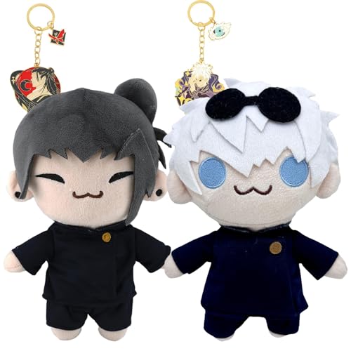 2-Pack Cute and Soft Gojo Plush with Keychain,Gojo Satoru Plush - JJK Plushies Collection, Cartoon Geto Suguru Stuffed Toys, Anime Plush Figure Pillow (Geto Suguru ＋Gojo Satoru) von Somifas