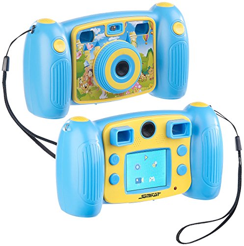 Somikon Fotoapparat Kinder: Kinder-Full-HD-Digitalkamera, 2. Objektiv für Selfies & 2 Sucher, blau (Digital-Kamera, Kinderfoto-Kamera, Geschenkideen) von Somikon