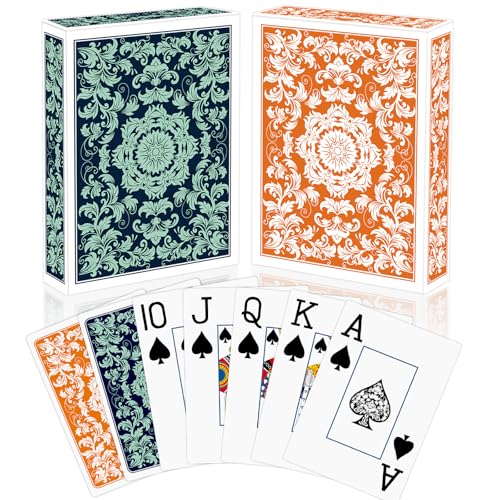 Spielkarten 2 Stück Standard Pokerkarten Designer Profi Spielkarten Kartendeck Spielkarten für Familien (Grün + Orange) von Sondeng