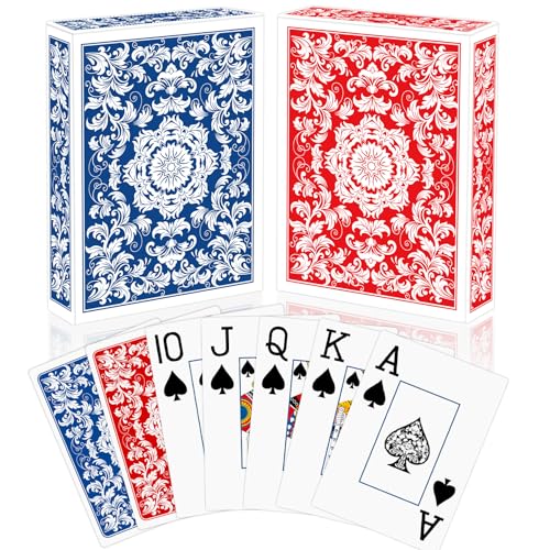 Spielkarten 2 Stück Standard Pokerkarten Designer Profi Spielkarten Kartendeck Spielkarten für Familien (Rot + Blau) von Sondeng