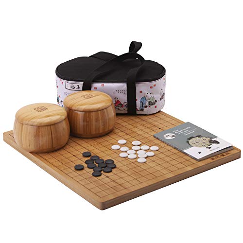 SongYun Bamboo 2.0 cm Reversible 19x19 / 13x13 Go Game Set Board with Single Convex Fine Ceramic Stones and Bamboo Bowls Classic Strategy Board Game (Go/Baduk/Weiqi) von Songyun