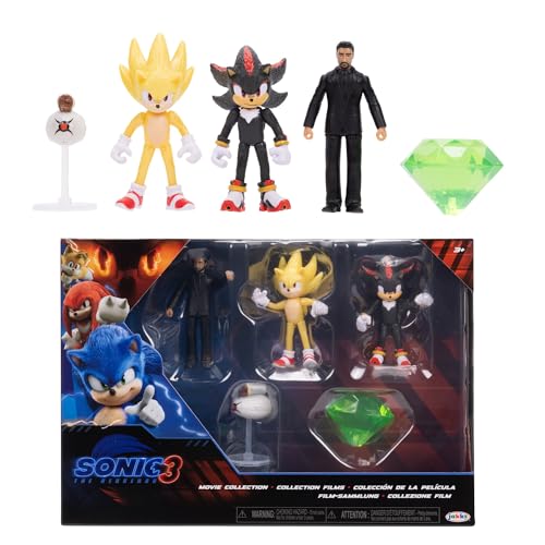 Sonic 3 Movie Actionfiguren-Multipack, 6cm von JAKKS Pacific, offizielle SEGA-Lizenz, Wave 1 mit Sonic-, Shadow- und Knuckles-Figuren sowie Buzz Bomber- und Drohnenzubehör Sonic 3 Movie Actionfiguren-Multipack, 6cm von JAKKS Pacific, offizielle SEGA-Lizenz, Wave 1 mit Sonic-, Shadow- und Knuckles-Figuren sowie Buzz Bomber- und Drohnenzubehör von Sonic The Hedgehog