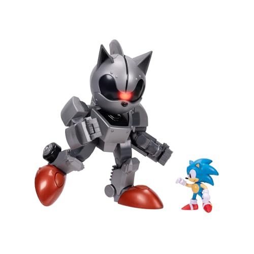 Sonic The Hedgehog – Riesiger Mecha Sonic vs. Sonic, offiziell lizenziert von Jakks Pacific, 20,3 cm großes Spielset, hochbeweglich mit Leuchtfunktionen, Sonic-Figur enthalten Sonic The Hedgehog – Riesiger Mecha Sonic vs. Sonic, offiziell lizenziert von Jakks Pacific, 20,3 cm großes Spielset, hochbeweglich mit Leuchtfunktionen, Sonic-Figur enthalten von Sonic The Hedgehog