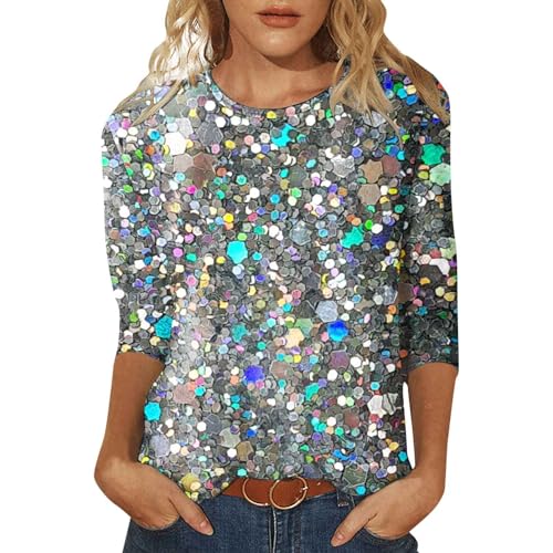 Konfetti Shirt Damen Festliche Oberteile Damen skostüm Clown Damen Festliches Oberteil Damen Große Größen Karneval Kostuem Damen Oberteil Damen Glitzer Top von Sonnena