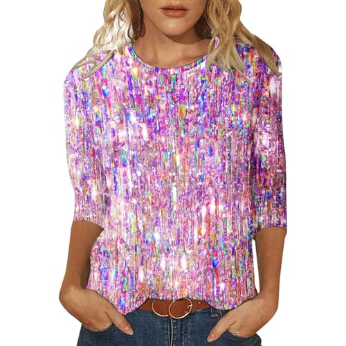 Konfetti Shirt Damen Festliche Oberteile Damen skostüm Clown Damen Festliches Oberteil Damen Große Größen Karneval Kostuem Damen Oberteil Damen Glitzer Top von Sonnena