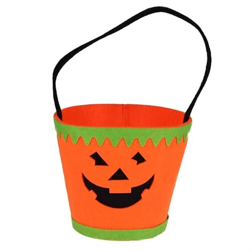 Sonnenscheinschuhe® Halloween Kürbis Candy Tasche zum Süßigkeiten Sammeln Kinder Eimer Stoff Kostüm Kürbiseimer von Sonnenscheinschuhe