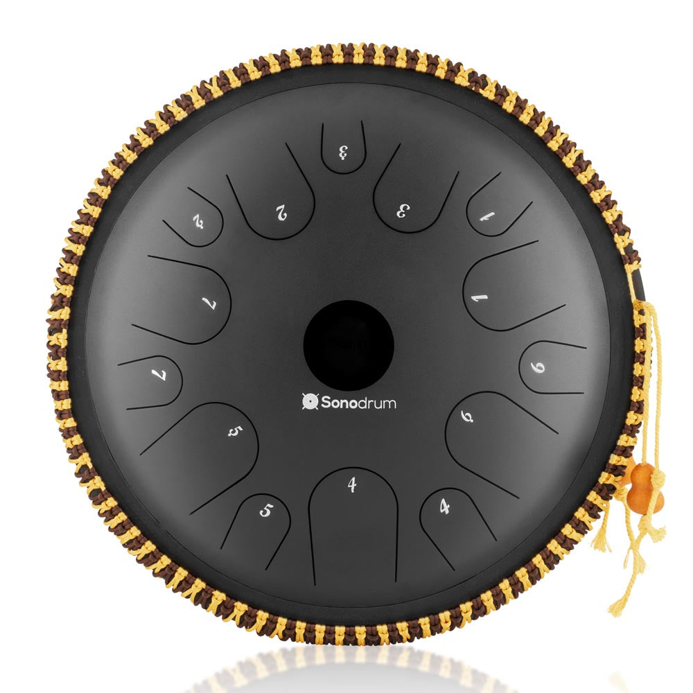 Sonodrum Zungentrommel - Tongue Drum - "Exclusive" - Handgefertigt - 38cm - 14 Zungen - C-Dur, Schwarz von Sonodrum