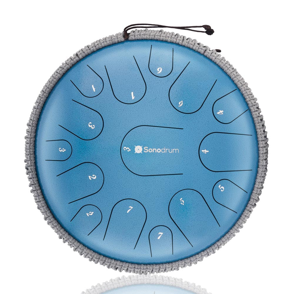 Sonodrum Zungentrommel - "Premium" - Handgefertigt - 35,5cm - 15 Zungen - C-Dur, Blau von Sonodrum