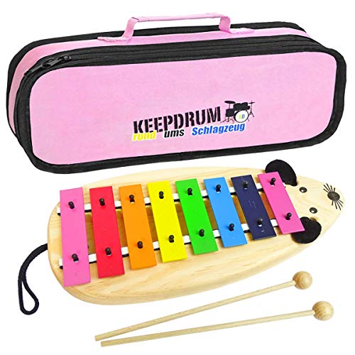 Sonor MG Maus Glockenspiel für Kinder + keepdrum Tasche für Glockenspiel Pink von Sonor