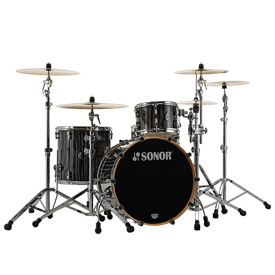 Sonor ProLite 22" Ebony White Stripes 3 Pcs. Shell Set Schlagzeug von Sonor