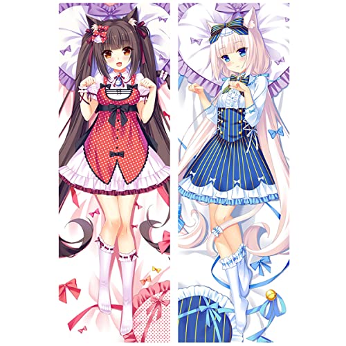 Sonsoke NEKOPARA Kissenbezug mit Schokolade und Vanille, Anime-Kissenbezug, gefüllt, 150 x 50 cm, pfirsichfarben (Schokolade und Vanille 9) von Sonsoke