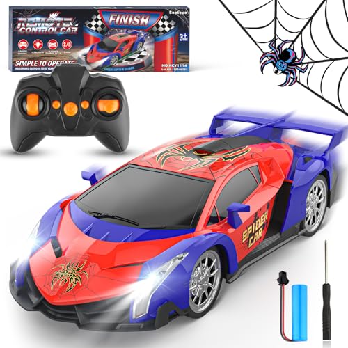 Ferngesteuertes Auto Spider Spielzeug ab 3 4 5 6 7 8 9+ Jahre, 1:18 RC Auto mit Fernbedienung 2.4Ghz Aufladbarer mit LED Licht Drift Car Kinder Spiele Draußen Drinnen Geschenk Jungen Mädchen von Sootouo