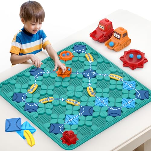 Logischer Straßenbauer für Kinder, 56x56cm Puzzle Labyrinth Brettspiele Feinmotorik Logikspiel Montessori Kinderspielzeug, Gehirn Spiel Lernspielzeug Geschenk für Jungen und Mädchen 3 4 5 6 7 8 Jahre von Sootouo