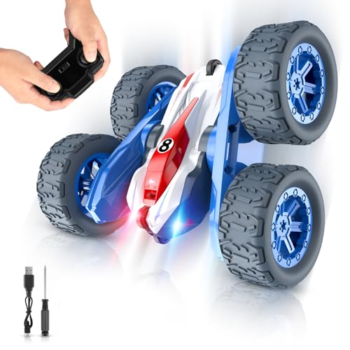 Sootouo Ferngesteuertes Akrobatikauto, 4WD RC Auto Ferngesteuertes Auto Auto 360° Drehung Spiele Kinder 3 4 5 6 7 8 9 10 Jahre Geschenk Kind Ostern Geburtstag Spielzeug Outdoor Garten von Sootouo