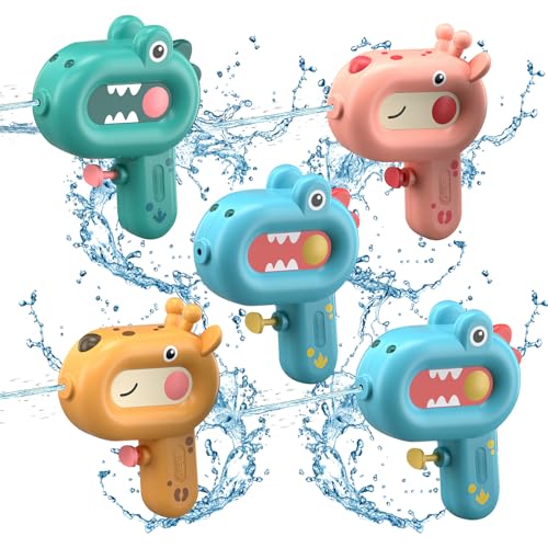 5er Set Wasserpistolen für Kinder 100ml Spritzpistolen Kleine Wasserspritzpistolen Ideal für Schwimmbad, Strand & Outdoor-Spaß Für Kinder ab 3 Jahren(Dinosaurier & Giraffe Designs) von Sophisticate