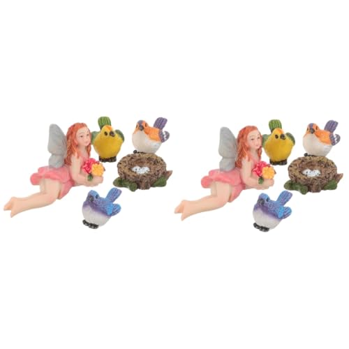 Sosoport 2 Sätze Micro Landschaft Blumenfee Feen Anlage Miniatur Mikrolandschaft im Freien für kinderspielzeug Children Toys Figurenverzierung Modell der Blumenfee Harz von Sosoport