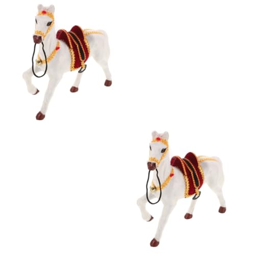 Sosoport 2St simuliertes Tierpferd Spielzeug für Miniaturpferde Tischpferdeskulptur Tiere Pferde Dekoration Pferde-Dekoration Pferd dekor Dekoration der Pferdestatue Faserstoff Weiß von Sosoport
