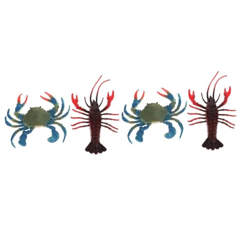 Sosoport 4 Stück simulierte Simulation Krabbe realistische Garnelen künstliche Simulationskrabbe spielkrabbe zabawki stymulujące rozwój Kinderspielzeug Zubehör für Aquarien Bildungsgarnele von Sosoport