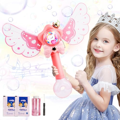 Zauberstab Seifenblasenmaschine für Mädchen Kinder,Automatische Automatische mit Licht & Musik,Magic Bubble Wand mit Seifenblasen Flüssigkeit,Party Hochzeit Geburtstag Geschenk für Erwachsene Kinde von Sotodik