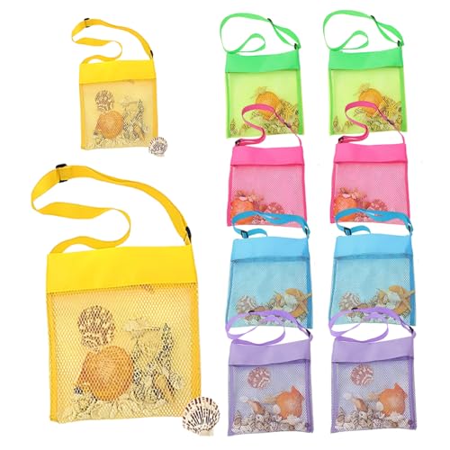 SouiWuzi Beach Toy Bag Mesh Beach Bag für Sandspielzeug 10 Prozent farbenfrohe Strandtasche für Kinder, die Muschelbeutel mit einstellbaren Tragetilten sammeln von SouiWuzi