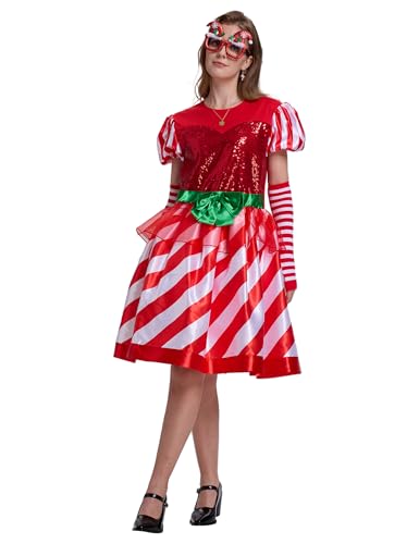 Soulty Weihnachtskostüme für Damen, Zuckerstangen-Kostüm, für Erwachsene, lustig, rot und weiß gestreift, für Weihnachten, Urlaub, Größe L, 5 Stück Soulty Weihnachtskostüme für Damen, Zuckerstangen-Kostüm, für Erwachsene, lustig, rot und weiß gestreift, für Weihnachten, Urlaub, Größe L, 5 Stück von Soulty