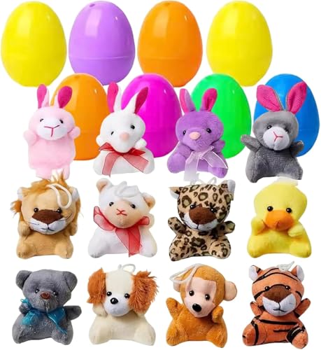 12/24/36 PCS Prefilled Easter Eggs with Mini Plush Animals Toys,Easter Basket Stuffers/Fillers for Kids Toddlers Plastic Easter Eggs,for Easter Egg Hunt Prizes,Party Favor (12pcs) von Soumiey