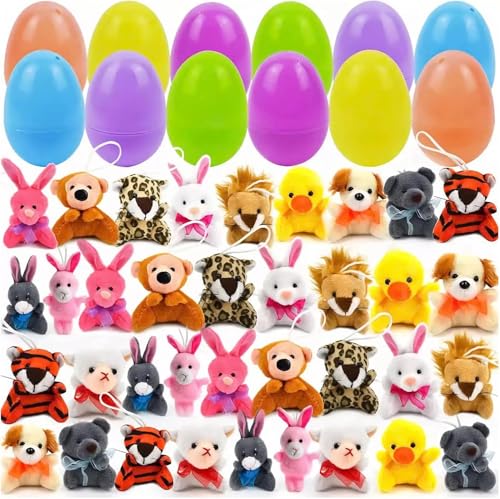 12/24/36 PCS Prefilled Easter Eggs with Mini Plush Animals Toys,Easter Basket Stuffers/Fillers for Kids Toddlers Plastic Easter Eggs,for Easter Egg Hunt Prizes,Party Favor (36pcs) von Soumiey