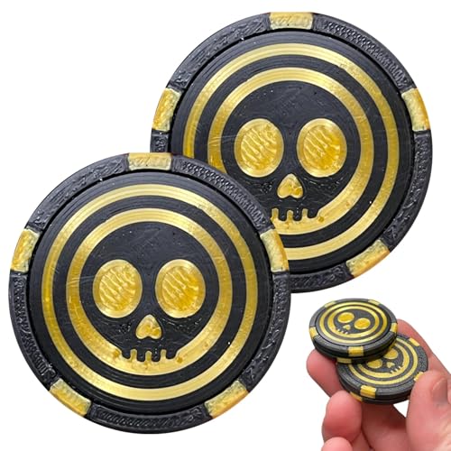 Chips Stack Magnetic Fidget Slider, Magnetic Toys Fidget Adults, Dual-Sided Magnetic Fidget Fingertip Haptic Pop Coin, Pocket Chips Magnet Slider for Anxiety Relief (Skull*2) von Soumiey