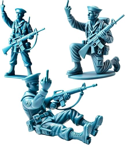 Funny Green Army Men,Blue Navy Men Middle Finger Figures,Classic Military Toy Soldiers Set,Novelty Mini Soldier Statue for Home Office Desktop Decorations Military Themed Party (Blue-3pcs) von Soumiey