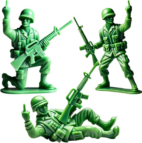 Funny Green Army Men,Blue Navy Men Middle Finger Figures,Classic Military Toy Soldiers Set,Novelty Mini Soldier Statue for Home Office Desktop Decorations Military Themed Party (Green-3pcs) von Soumiey