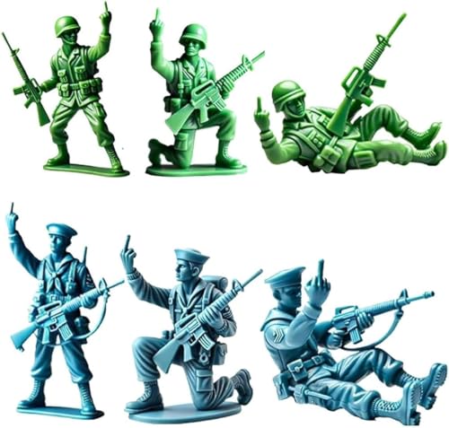 Funny Green Army Men,Blue Navy Men Middle Finger Figures,Classic Military Toy Soldiers Set,Novelty Mini Soldier Statue for Home Office Desktop Decorations Military Themed Party (Mixed-6pcs) von Soumiey