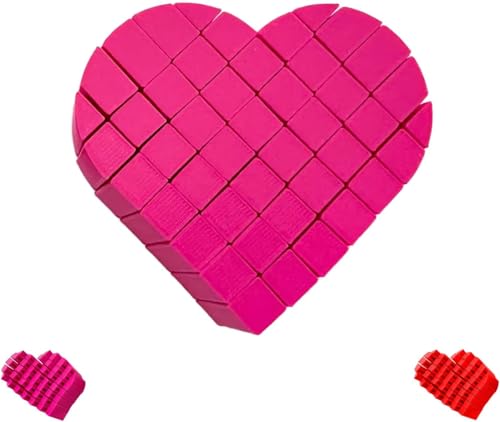 Heart Fidget Toys, Fidget Valentines, 3D Printed Pixel Heart Fidget, Heart Gifts for Women, Sensory Heart Shaped Ornaments, Fidget Toys Adults (Pink) von Soumiey